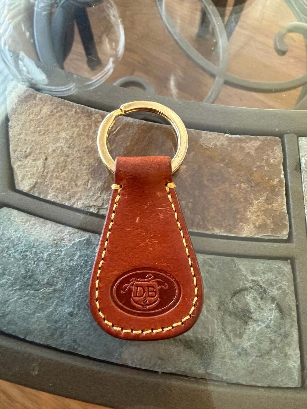 Dooney & Bourke Leather Keychain Fob Brown